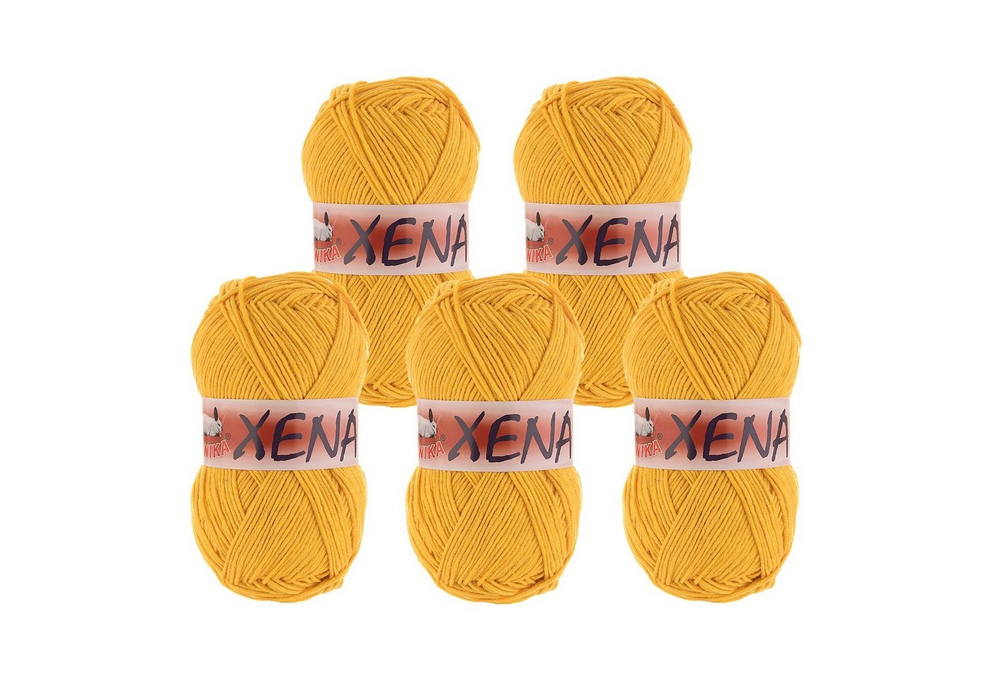 VLNIKA 5 x 100g Strickgarn Xena Häkelwolle, 1000 m, 621 gelb von VLNIKA