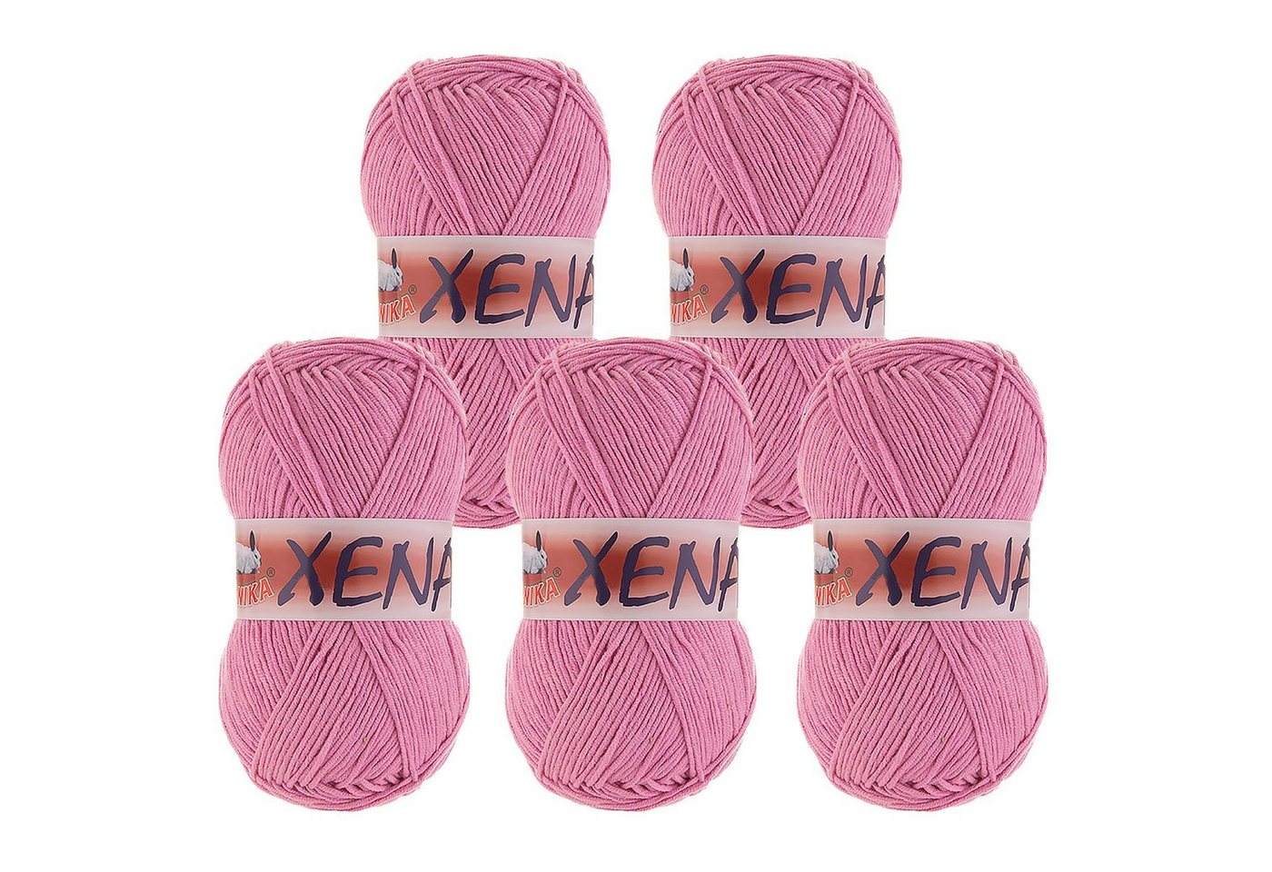 VLNIKA 5 x 100g Strickgarn Xena Häkelwolle, 1000 m, 630 hellpink von VLNIKA