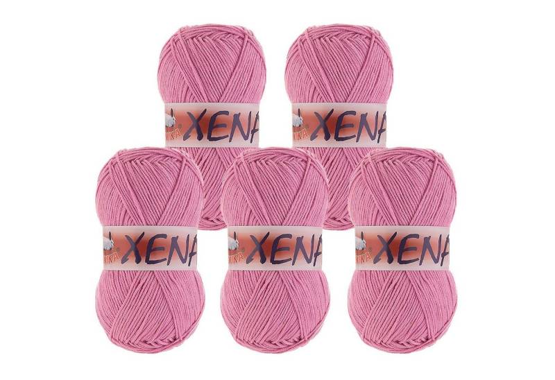 VLNIKA 5 x 100g Strickgarn Xena Häkelwolle, 1000 m, 630 hellpink von VLNIKA