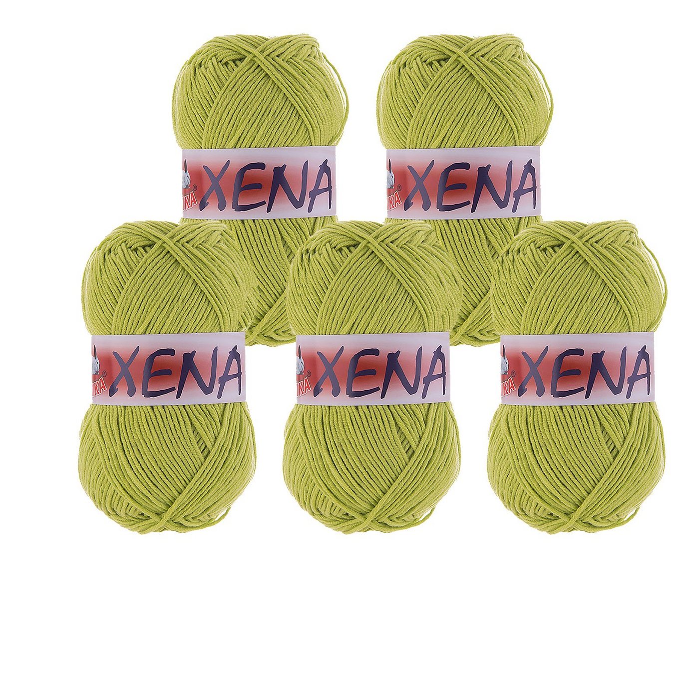 VLNIKA 5 x 100g Strickgarn Xena Häkelwolle, 1000 m, 640 pistaziengrün von VLNIKA