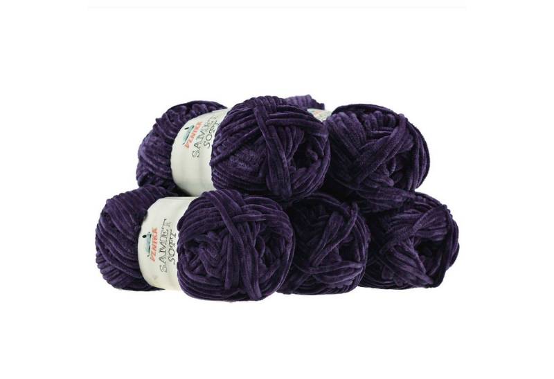VLNIKA 500g Strickgarn Samet Soft Chenille-Strickgarn Samtwolle flauschig Häkelwolle, 500 m (Sparpaket), 245 dunkellila von VLNIKA