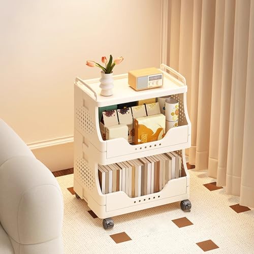 VLOBAOM 1-4-Tier-Rollwagen Mit Abschließbaren Rädern Faltbare Plastikregal-Aufbewahrungsorganisatorin Für Küchenbad Pantry Wohnzimmer White, 2 Tier VLOBAOM 1-4-Tier-Rollwagen Mit Abschließbaren Rädern Faltbare Plastikregal-Aufbewahrungsorganisatorin Für Küchenbad Pantry Wohnzimmer White, 2 Tier von VLOBAOM