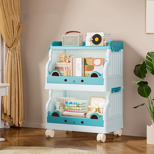 VLOBAOM 1-4-stufige Kunststoff-Rollverkehrswagen Mit Abschließbaren Rädern Aufbewahrungsregal Mobile Regal Für Küchenbadezimmer Büro Wohnzimmer Blue, 2 Tier S VLOBAOM 1-4-stufige Kunststoff-Rollverkehrswagen Mit Abschließbaren Rädern Aufbewahrungsregal Mobile Regal Für Küchenbadezimmer Büro Wohnzimmer Blue, 2 Tier S von VLOBAOM