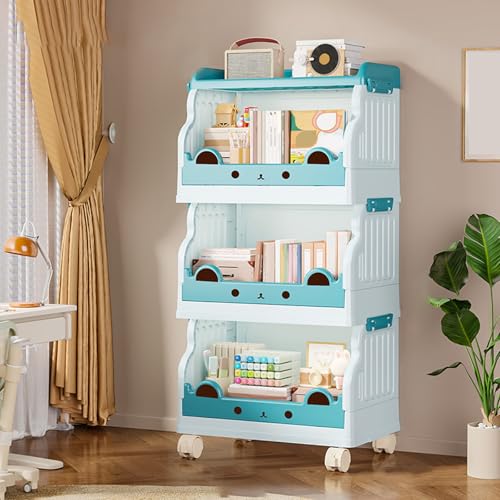 VLOBAOM 1-4-stufige Kunststoff-Rollverkehrswagen Mit Abschließbaren Rädern Aufbewahrungsregal Mobile Regal Für Küchenbadezimmer Büro Wohnzimmer Blue, 3 Tier L VLOBAOM 1-4-stufige Kunststoff-Rollverkehrswagen Mit Abschließbaren Rädern Aufbewahrungsregal Mobile Regal Für Küchenbadezimmer Büro Wohnzimmer Blue, 3 Tier L von VLOBAOM