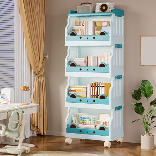 VLOBAOM 1-4-stufige Kunststoff-Rollverkehrswagen Mit Abschließbaren Rädern Aufbewahrungsregal Mobile Regal Für Küchenbadezimmer Büro Wohnzimmer Blue, 4 Tier S VLOBAOM 1-4-stufige Kunststoff-Rollverkehrswagen Mit Abschließbaren Rädern Aufbewahrungsregal Mobile Regal Für Küchenbadezimmer Büro Wohnzimmer Blue, 4 Tier S von VLOBAOM