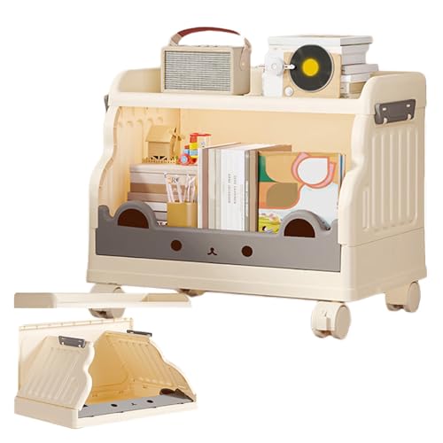 VLOBAOM 1-4-tier-Kunststoff-Rollverkehrswagen Mit Abschließbaren Rädern Multifunktionaler Organizer Trolley Faltbares Speicherregal Mobile Regal White,1 Tier S von VLOBAOM