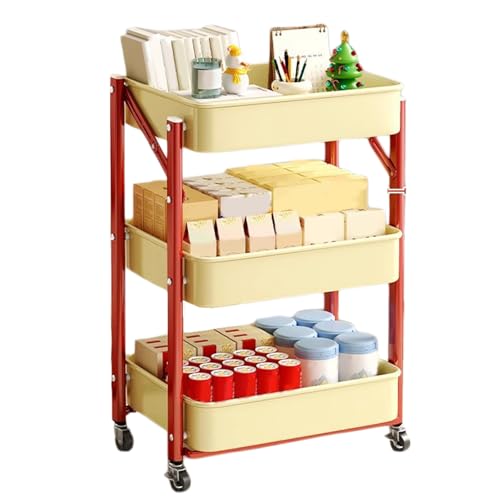 VLOBAOM 3 -stufige Roll -Cart -Metall -Utilien -Trolley Mit Abschließbaren Rädern Faltbare Mobile Regale Für Küchen Wohnzimmer Badezimmer Yellow,17.7" Dx11.8 Wx33.9 H VLOBAOM 3 -stufige Roll -Cart -Metall -Utilien -Trolley Mit Abschließbaren Rädern Faltbare Mobile Regale Für Küchen Wohnzimmer Badezimmer Yellow,17.7" Dx11.8 Wx33.9 H von VLOBAOM