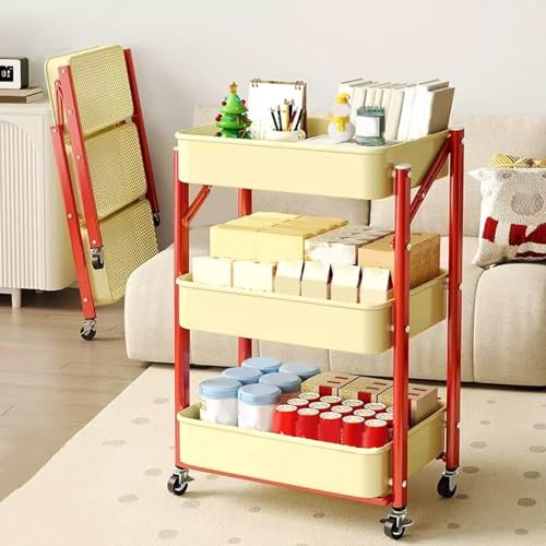VLOBAOM 3 -stufige Rollende Lagerwagen Mit Rädern Klappbare Utilien -Trolley -Organisator Für Badezimmer Waschküche Küchenbettplatte Schmale Räume Yellow,17.7" Dx11.8 Wx33.9 H VLOBAOM 3 -stufige Rollende Lagerwagen Mit Rädern Klappbare Utilien -Trolley -Organisator Für Badezimmer Waschküche Küchenbettplatte Schmale Räume Yellow,17.7" Dx11.8 Wx33.9 H von VLOBAOM