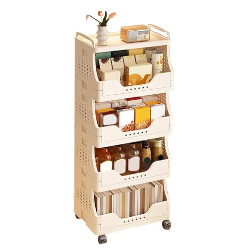 VLOBAOM 4 Tier Rolling Utility Cart Organizer Mit Abschließbaren Rädern Faltbare Lagerregale Für Büroküchen Badezimmer Pantry Wohnzimmer White,29x42x101cm VLOBAOM 4 Tier Rolling Utility Cart Organizer Mit Abschließbaren Rädern Faltbare Lagerregale Für Büroküchen Badezimmer Pantry Wohnzimmer White,29x42x101cm von VLOBAOM