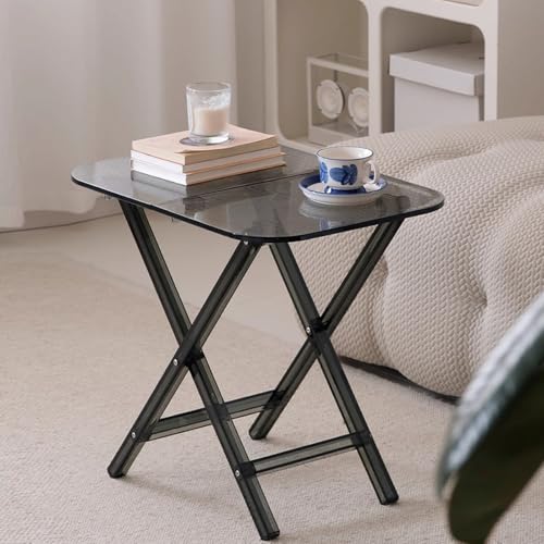 VLOBAOM Acryl Endtisch Klappbar, Klar Sofa Beistelltisch, Couchtisch Nachttisch Für Wohnzimmer Schlafzimmer Indoor OutdoorBlack,16.5" Dx23 Wx21 H von VLOBAOM