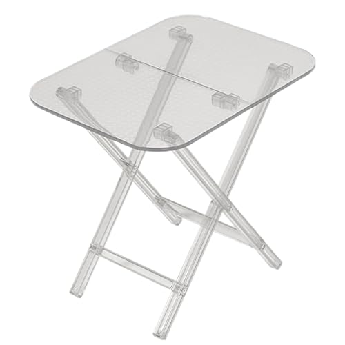 VLOBAOM Acryl -Klapptisch Rechteck Bei Seitentisch Wohnzimmer Terrasse Moderner Couchtisch Transparent Kleiner EndtischClear,16.5" Dx23 Wx21 H von VLOBAOM