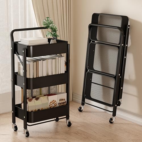 VLOBAOM Faltbarer Roll -Utility Cart 3 Tier Metall -Lagerregal -Organizer Mit Abschließbaren Rädern Für Küchenbad Wohnzimmer Büro Black,18" Dx11.6 Wx34.3 H VLOBAOM Faltbarer Roll -Utility Cart 3 Tier Metall -Lagerregal -Organizer Mit Abschließbaren Rädern Für Küchenbad Wohnzimmer Büro Black,18" Dx11.6 Wx34.3 H von VLOBAOM