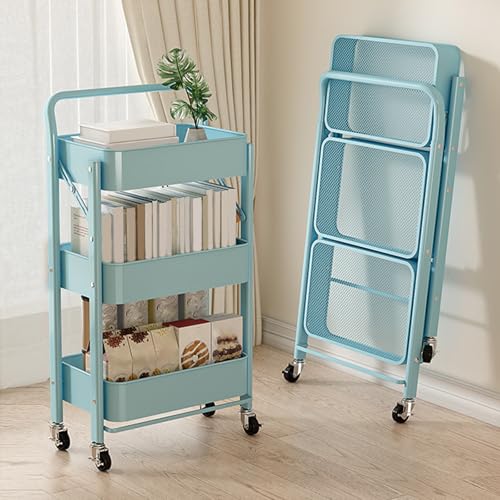 VLOBAOM Faltbarer Roll -Utility Cart 3 Tier Metall -Lagerregal -Organizer Mit Abschließbaren Rädern Für Küchenbad Wohnzimmer Büro Blue,18" Dx11.6 Wx34.3 H VLOBAOM Faltbarer Roll -Utility Cart 3 Tier Metall -Lagerregal -Organizer Mit Abschließbaren Rädern Für Küchenbad Wohnzimmer Büro Blue,18" Dx11.6 Wx34.3 H von VLOBAOM