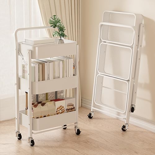 VLOBAOM Faltbarer Roll -Utility Cart 3 Tier Metall -Lagerregal -Organizer Mit Abschließbaren Rädern Für Küchenbad Wohnzimmer Büro White,18" Dx11.6 Wx34.3 H VLOBAOM Faltbarer Roll -Utility Cart 3 Tier Metall -Lagerregal -Organizer Mit Abschließbaren Rädern Für Küchenbad Wohnzimmer Büro White,18" Dx11.6 Wx34.3 H von VLOBAOM
