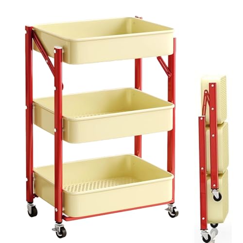 VLOBAOM Faltbares Metall Rolling Storage Cart Mit Abschließbaren Rädern 3 Tier Mobile Trolley Für Küchenbadezimmer Büro Wohnzimmer Yellow,17.7" Dx11.8 Wx33.9 H VLOBAOM Faltbares Metall Rolling Storage Cart Mit Abschließbaren Rädern 3 Tier Mobile Trolley Für Küchenbadezimmer Büro Wohnzimmer Yellow,17.7" Dx11.8 Wx33.9 H von VLOBAOM