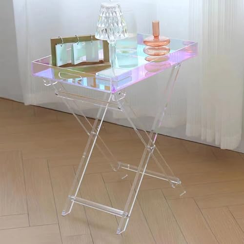 VLOBAOM Klapper Acryl-Couchtisch Schreibtisch, Anti-Kratzer-Moderne Endtisch, Farbenfrohe Möbelsofa Beistelltisch, Keine Baugruppe Multi-Colored,20" Dx14 Wx24 H von VLOBAOM