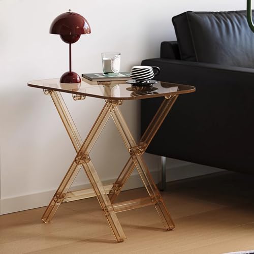 VLOBAOM Moderner Endtisch Rechteck Acryl Couchtisch Zur Dekoration, Kleiner Nachttisch Für Wohnzimmerstudienzimmer BüroAmber,16.5" Dx23 Wx21 H von VLOBAOM