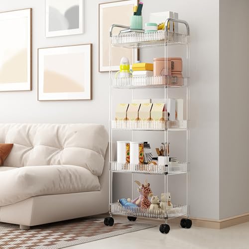 VLOBAOM Rollender Aufbewahrungswagen Mit Abschließbaren Rädern 3-5 Tier Clear Acryl Badezimmer Organizer 9.8in Schmal Regal Einheit Mobile Utility Trolley Clear, 5 Tier VLOBAOM Rollender Aufbewahrungswagen Mit Abschließbaren Rädern 3-5 Tier Clear Acryl Badezimmer Organizer 9.8in Schmal Regal Einheit Mobile Utility Trolley Clear, 5 Tier von VLOBAOM