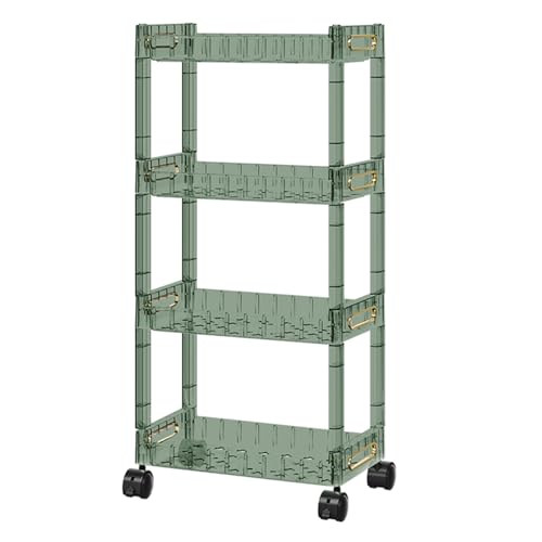 VLOBAOM Slim Rolling Storage Cart Mit Abschließbaren Rädern, 2-4 Tier-Badezimmer-Organisator Utility Carts Mobiles Regal Für Wäschezimmer Küche Wohnzimmer Green, 4 Tier von VLOBAOM