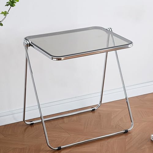 VLOBAOM Transparentes Acryl -Endtisch Klapptisch Moderner Nachttisch Für Wohnzimmer Schlafzimmer BüroGrey,19.7" Dx27.6 Wx26.8 H von VLOBAOM