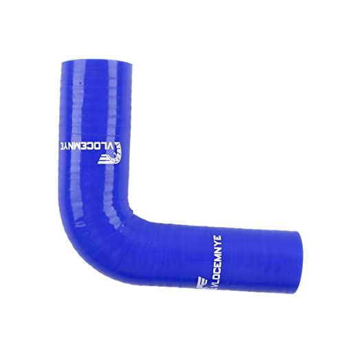 VLOCEMNYE Silikon-Winkelschlauch, 90 Grad, ID 55 mm - 60 mm, Länge 102 mm, 4-lagig (5,4 mm) verstärkter Turbo-/Ladeluftkühler/Ansaugschlauch, industrieller Hydraulikschlauch, Blau von VLOCEMNYE