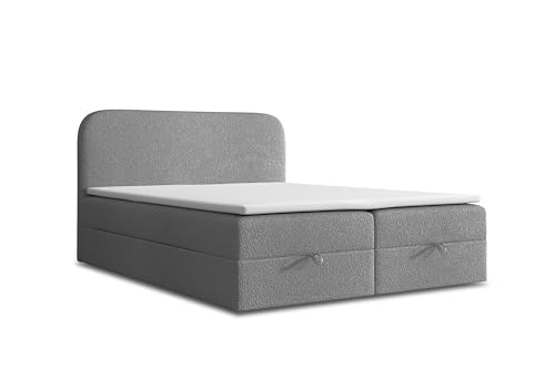 VLR BEDS Boxspringbett mit Bettkasten Boucle 2 (Grau, 180 x 200 cm) von VLR BEDS
