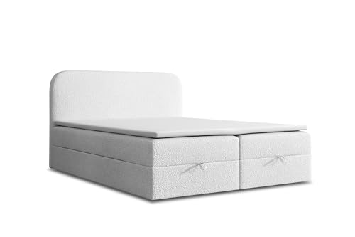 VLR BEDS Boxspringbett mit Bettkasten Boucle 2 (Weiss, 140 x 200 cm) von VLR BEDS