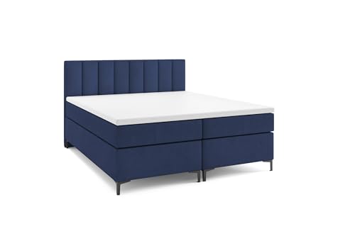 VLR BEDS Boxspringbett mit Bettkasten Chester (Dunkelblau, 140 x 200 cm) von VLR BEDS