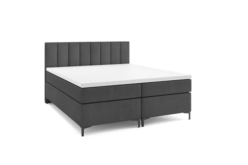 VLR BEDS Boxspringbett mit Bettkasten Chester (Dunkelgrau, 180 x 200 cm) von VLR BEDS
