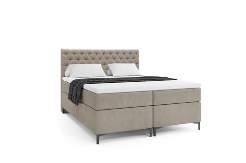 VLR BEDS Boxspringbett mit Bettkasten Chesterfield Plus (Beige, 160 x 200 cm) von VLR BEDS