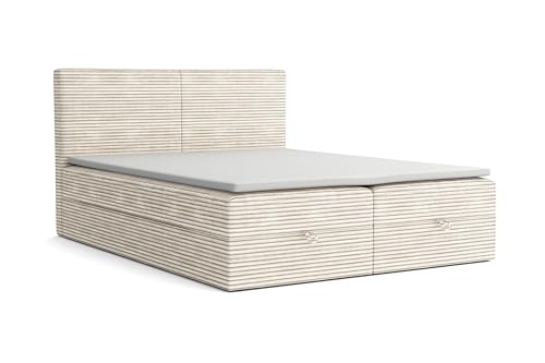 VLR BEDS Boxspringbett mit Bettkasten Cord 1 (Beige, 140 x 200 cm) von VLR BEDS