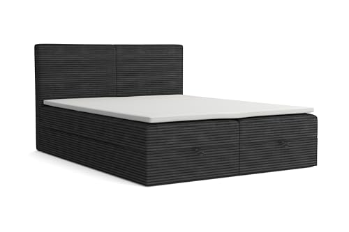 VLR BEDS Boxspringbett mit Bettkasten Cord 1 (Dunkelgrau, 160 x 200 cm) von VLR BEDS