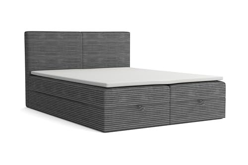 VLR BEDS Boxspringbett mit Bettkasten Cord 1 (Grau, 180 x 200 cm) von VLR BEDS