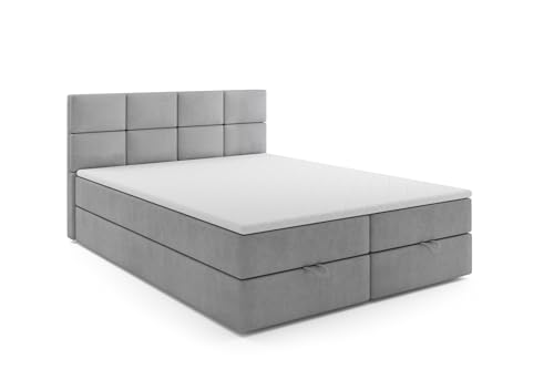 VLR BEDS Boxspringbett mit Bettkasten Oslo (Grau, 140 x 200 cm) von VLR BEDS