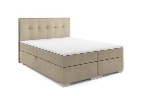 VLR BEDS Boxspringbett mit Bettkasten Palermo (Beige, 180 x 200 cm) von VLR BEDS