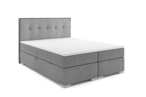 VLR BEDS Boxspringbett mit Bettkasten Palermo (Grau, 180 x 200 cm) von VLR BEDS