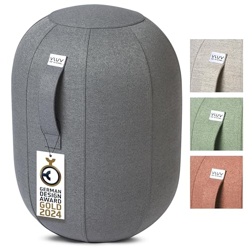VLUV® KAPSUL SOVA Balance-Kapsel [Atmungsaktiv mit Tragegriff und Wegrollschutz] Waschbarer Stoffbezug | Ergonomischer Hocker | Schreibtischhocker | Wackelhocker | Sitzball Büro Ergonomisch von VLUV