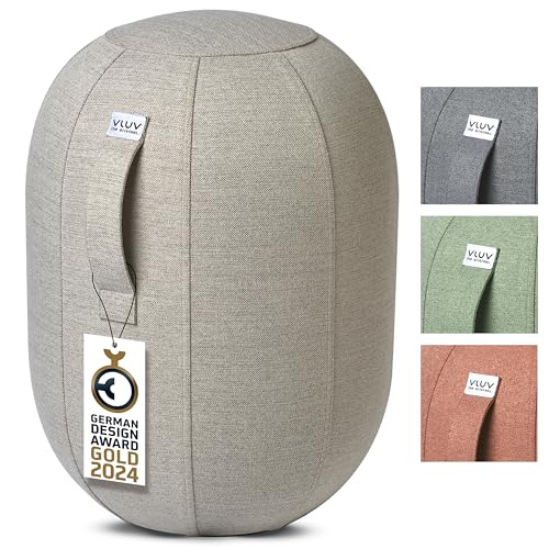 VLUV® KAPSUL SOVA Balance-Kapsel [Atmungsaktiv mit Tragegriff und Wegrollschutz] Waschbarer Stoffbezug | Ergonomischer Hocker | Schreibtischhocker | Wackelhocker | Sitzball Büro Ergonomisch von VLUV