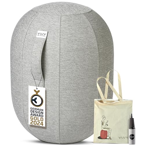 VLUV® KAPSUL STOV Balance-Kapsel [Atmungsaktiv mit Tragegriff und Wegrollschutz] Waschbarer Stoffbezug | Ergonomischer Hocker | Schreibtischhocker | Wackelhocker | Sitzball Büro Ergonomisch von VLUV