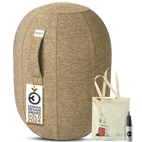 VLUV® KAPSUL STOV Balance-Kapsel [Atmungsaktiv mit Tragegriff und Wegrollschutz] Waschbarer Stoffbezug | Ergonomischer Hocker | Schreibtischhocker | Wackelhocker | Sitzball Büro Ergonomisch von VLUV