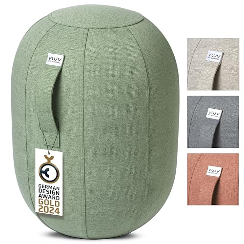 VLUV® KAPSUL SOVA Balance-Kapsel [Atmungsaktiv mit Tragegriff und Wegrollschutz] Waschbarer Stoffbezug | Ergonomischer Hocker | Schreibtischhocker | Wackelhocker | Sitzball Büro Ergonomisch von VLUV