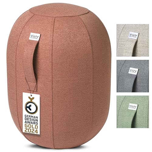 VLUV® KAPSUL SOVA Balance-Kapsel [Atmungsaktiv mit Tragegriff und Wegrollschutz] Waschbarer Stoffbezug | Ergonomischer Hocker | Schreibtischhocker | Wackelhocker | Sitzball Büro Ergonomisch von VLUV