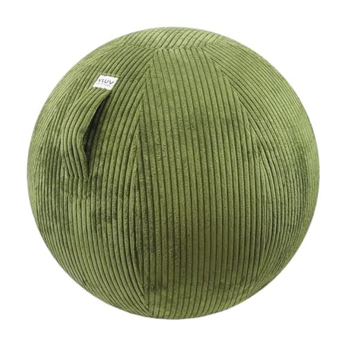 VLUV VLIP Stoff Sitzball 60-65cm, ergonomisches Sitzmöbel, atmungsaktiv und langlebig, mit Tragegriff und Bodenring, inkl. Handpumpe, Farbe: Olive (Grün) von VLUV