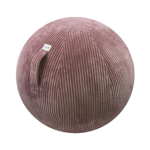 VLUV VLIP Stoff Sitzball 60-65cm, ergonomisches Sitzmöbel, atmungsaktiv und langlebig, mit Tragegriff und Bodenring, inkl. Handpumpe, Farbe: Rosewood (Rosa) von VLUV