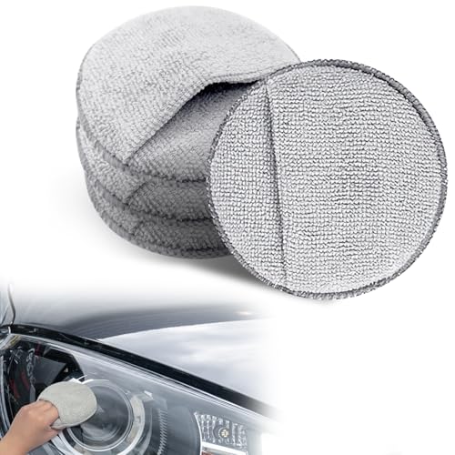 VLYX Mikrofaser-Wachsapplikator, 4 Stück ultraweiche Applikatorpads, Detaillierung mit Fingertaschen-Autopolierpads für Autoreinigung und Feinpolieren (grau) von VLYX