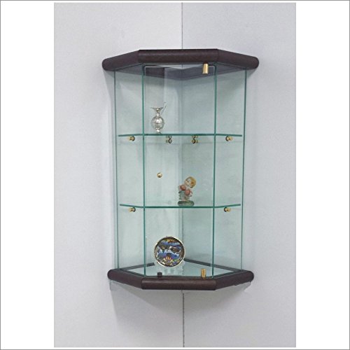 VM ART DESIGN GLASS BY VETRERIA MICELI Glashängevitrine zur Wand Winkel VM502T-TR (Holz dunkel Nussbaum Farbe) von VM ART DESIGN GLASS BY VETRERIA MICELI