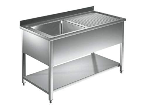 Spültisch Edelstahl 1 Becken links 1600 x 600 x 850 mm Gastro Spüle von VM Europa