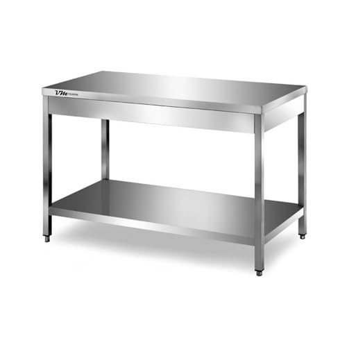 VM Europa - Gastro Arbeitstisch Edelstahl - 140 x 70 cm - AISI 430 Legierung - Mit Grundboden - Ohne Aufkantung - Zubereitungstisch Edelstahltisch Grilltisch Zerlegetisch VM Europa - Gastro Arbeitstisch Edelstahl - 140 x 70 cm - AISI 430 Legierung - Mit Grundboden - Ohne Aufkantung - Zubereitungstisch Edelstahltisch Grilltisch Zerlegetisch von VM Europa