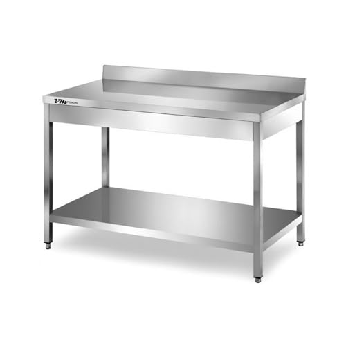 VM Europa - Gastro Arbeitstisch Edelstahl - 180 x 60 cm - AISI 430 Legierung - Mit Aufkantung - Mit Grundboden - Zubereitungstisch Edelstahltisch Grilltisch Zerlegetisch VM Europa - Gastro Arbeitstisch Edelstahl - 180 x 60 cm - AISI 430 Legierung - Mit Aufkantung - Mit Grundboden - Zubereitungstisch Edelstahltisch Grilltisch Zerlegetisch von VM Europa