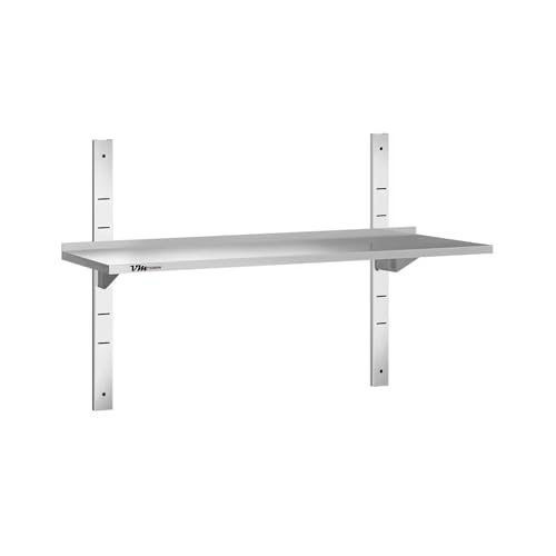 VM Europa - Gastro Wandregal - 80 x 40 cm - Einfach - Aus hochwertiger AISI 430 Edelstahllegierung - Edelstahlregal Gastro Küchenregal Wandbord für Gewerbe Gastronomie Restaurant Küche von VM Europa